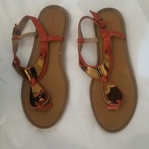Ladies orange/pewter sandals